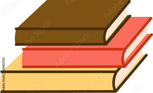 Stack of Books Cartoon Style