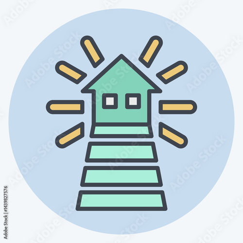 Icon Light House. related to Light symbol. color mate style. design editable