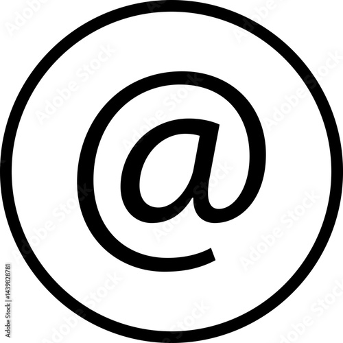 at button sign icon. @ Email address vector isolated on transparent background. Containing at, address sign, arobase, arroba and mention someone contact account.