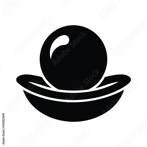 Simple Black Pearl Silhouette Vector Icon Flat Design
