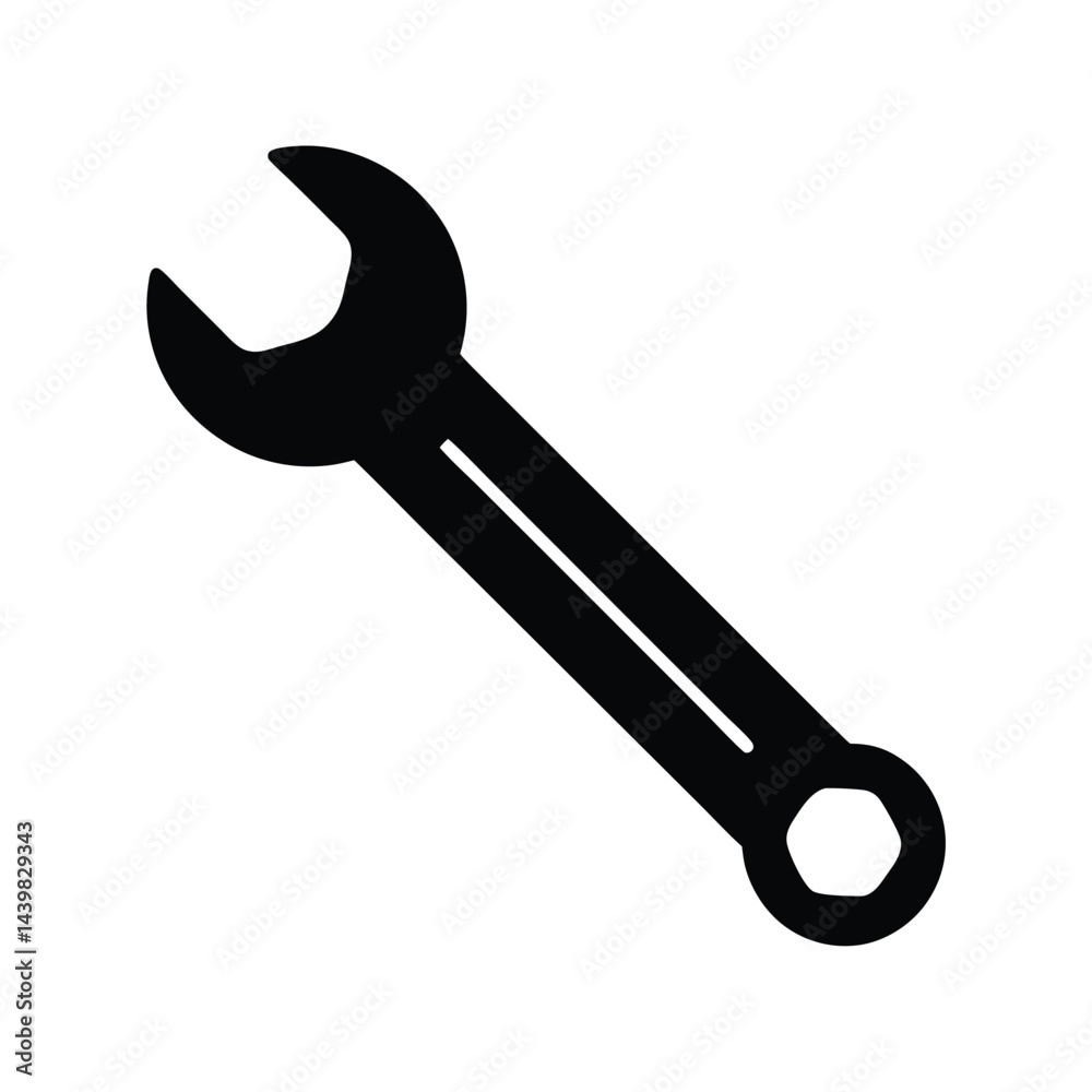 Spanner Icon Clean Simple Design Representing Construction Tools Spanner Icon Clean Simple Design Representing Construction Tools