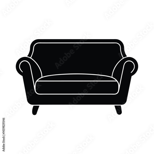 Sofa Silhouette Vector Icon Sleek and Creative Interior Design
