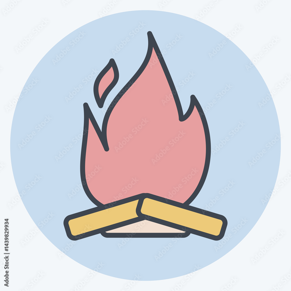 Icon Campfire. related to Light symbol. color mate style. design editable Icon Campfire. related to Light symbol. color mate style. design editable
