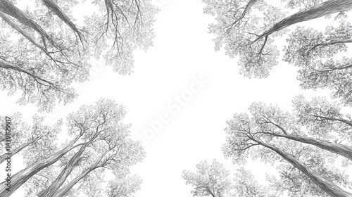 Wallpaper Mural Tall Trees Against a White Sky with a Unique Perspective View Torontodigital.ca