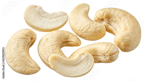 Obraz na płótnie close-up shot of unprocessed cashew nuts, highlighting their smooth surfaces and earthy tones in rich detail. w salonie