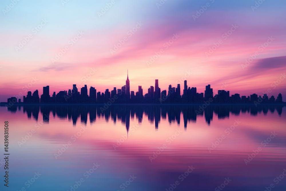 Fototapeta premium City skyline reflected on water