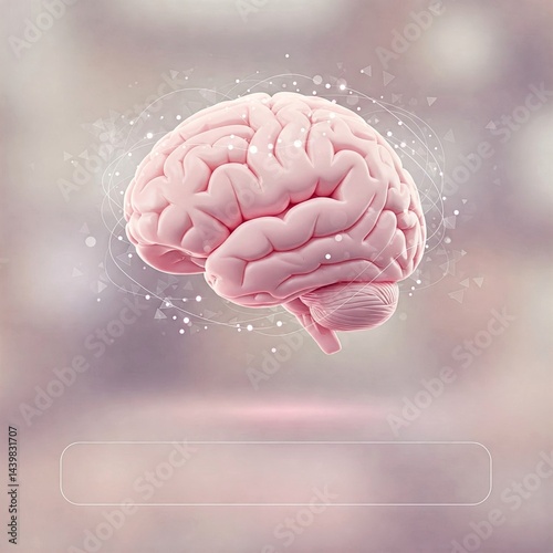 The image depicts a stylized brain with digital elements like lines, dots, and triangles surrounding it, suggesting themes of neuroscience, technology, and intelligence. photo