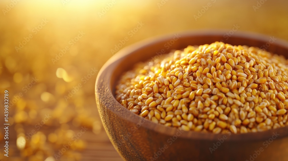 Bowl of golden wheat kernels Bowl of golden wheat kernels