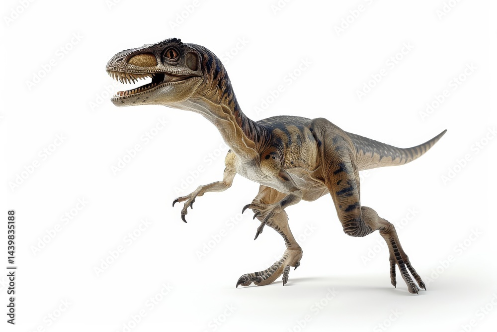 Naklejka premium Velociraptor: Understanding the Characteristics of a Killer Isolated On White Background