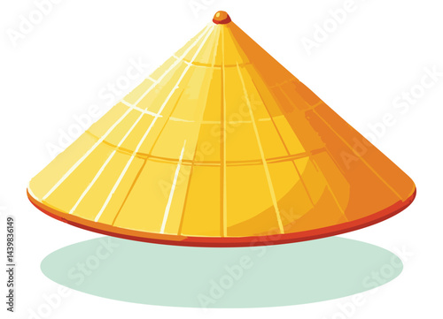 Traditional Asian Conical Straw Hat Vector Illustration Design