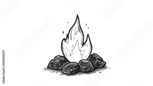 coal and fire line art creative fire burn drawing illustration