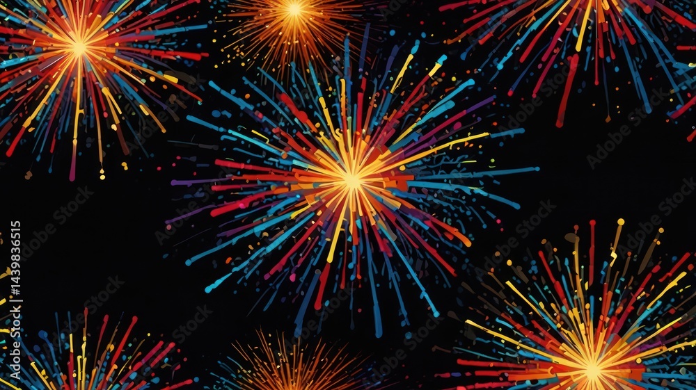 Naklejka premium Colorful Fireworks Burst