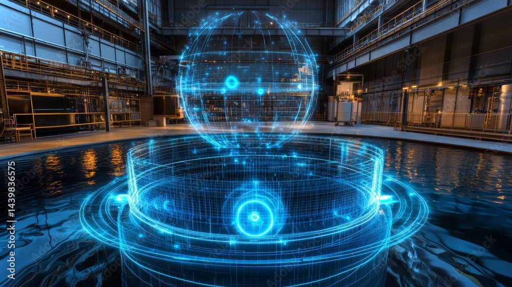 Layered hologram displays neutrino detection in advanced science lab environment
