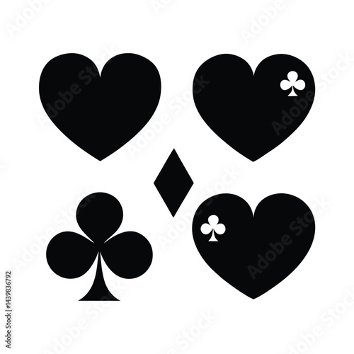 Colored Card Suits Hearts and Diamonds Vector Icon