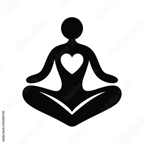 Yoga Icon with Heart Symbolizing Meditation Vector