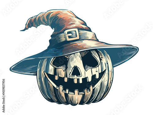 Pumpkin With Mysterious Sorcerer Hat Artwork