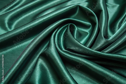 Obraz na płótnie Dark emerald green silk satin fabric background. w salonie