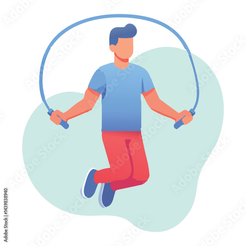 Man jumping rope exercise workout training fitness cardio illustration