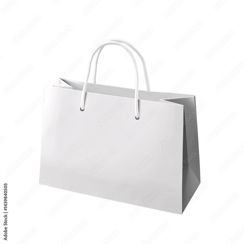 Isolated white shopping bag with rope handles on a transparent background Concept of retail, consumerism, and ecofriendly packaging Isolated white shopping bag with rope handles on a transparent background Concept of retail, consumerism, and ecofriendly packaging