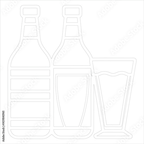 Hand Sketched Beer Mug Vector Line Art
