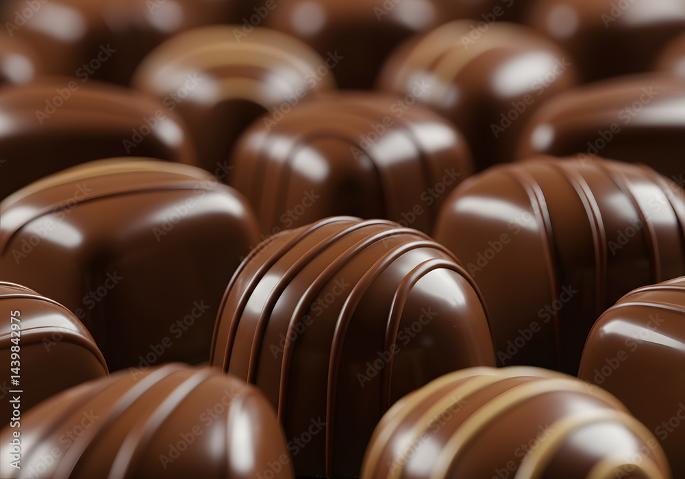 Naklejka premium Circular Pattern Super Closeup Single Praline Foreground Focus