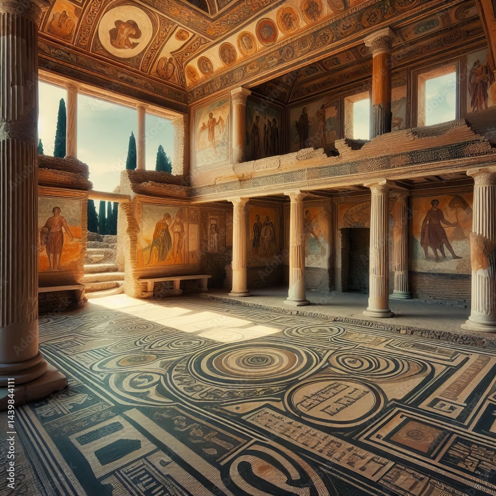 Obraz premium Ancient floors and frescoed walls
