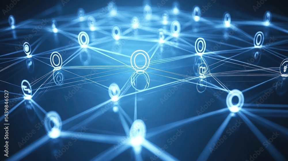 Abstract network of interconnected data points