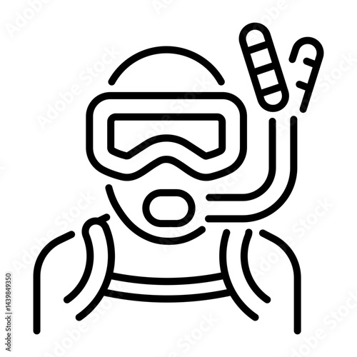 A line style icon of a scuba diving