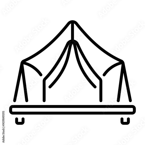 A linear icon showing camping tent