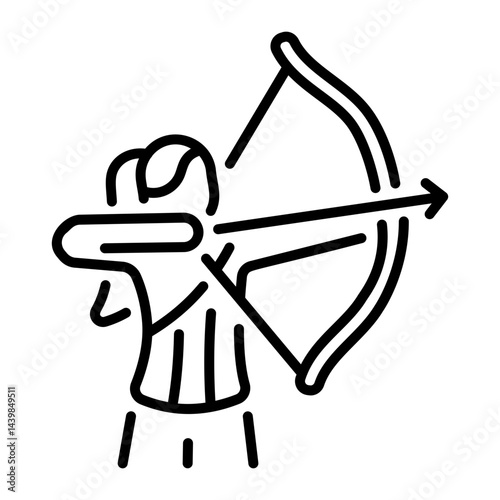 A line icon showing a set of archery tools