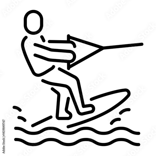 A linear icon showing cable skiing on the water