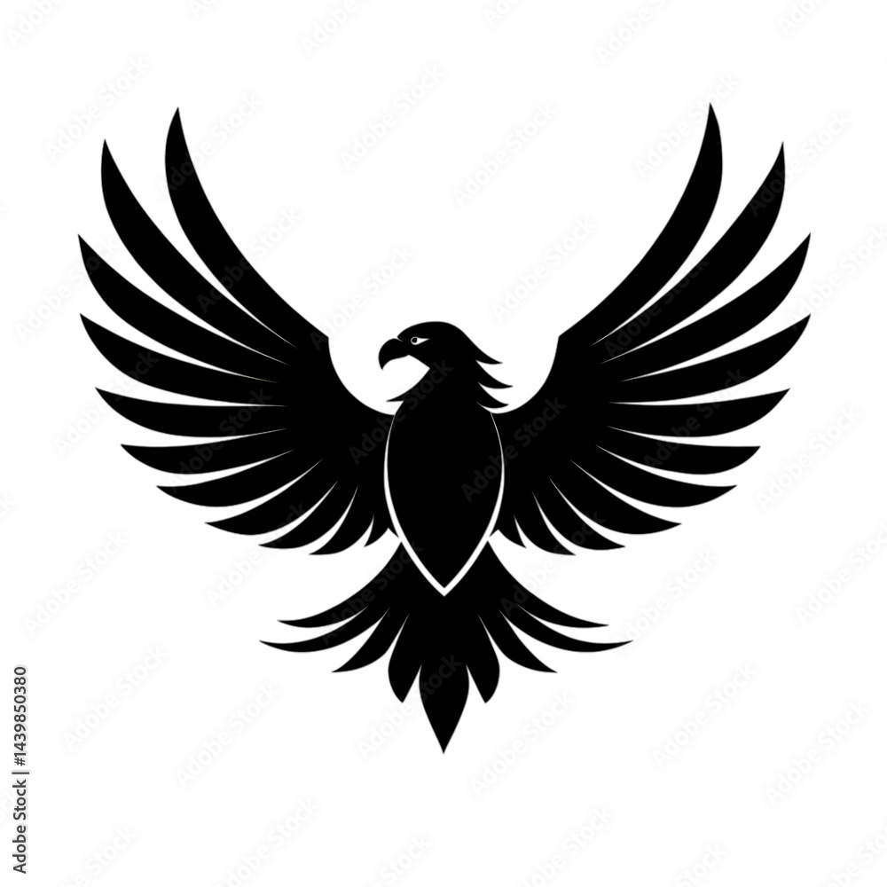 Obraz premium Majestic Eagle Silhouette: A Stunning Black and White Design on Transparent background