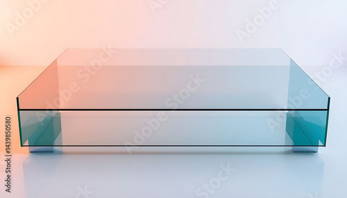 glass table sitting on top of a white floor