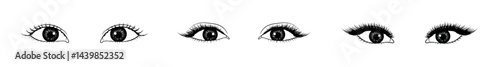 Set of hand drawn eyes, Set of different human eyes silhouette. Hand drawn Eyebrow vector illustration