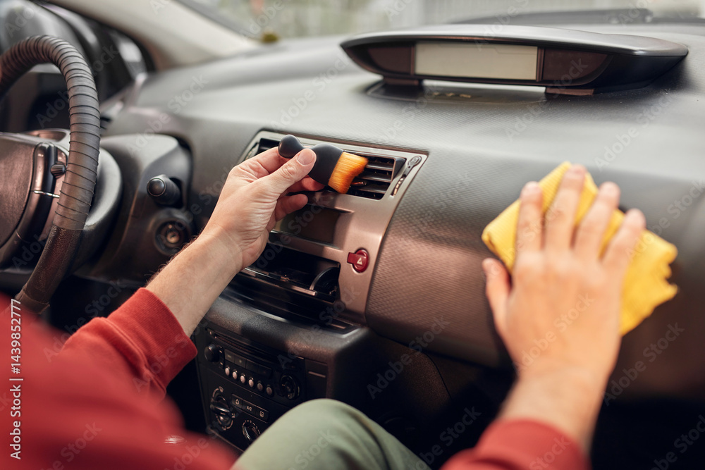 Cleaning ordinary dusty car interior and ventilation.