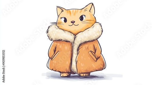 Obraz na płótnie Cute orange cat wearing a warm fur coat w salonie
