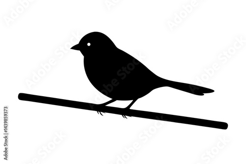 Silhouette of a small bird perched on a branch simple design vector illustration, bird, silhouette, perched, branch, twig, vector, illustration, animal, wildlife, nature, simple, minimalist, avian
