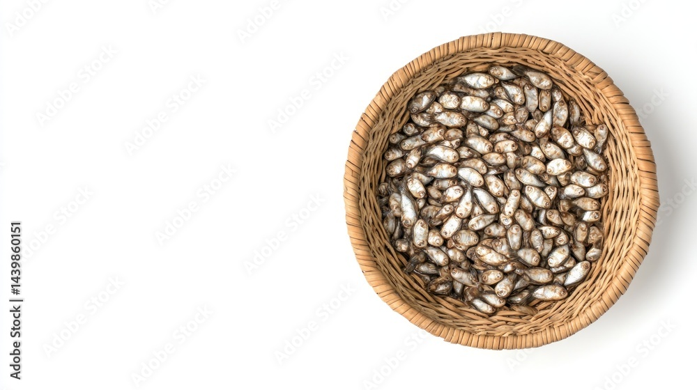 Dried seeds in a woven basket