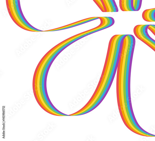 Colorful rainbow ribbon pride month decoration element, PNG file no background