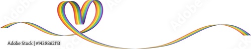 Heart shape colorful rainbow ribbon pride month decoration element, PNG file no background