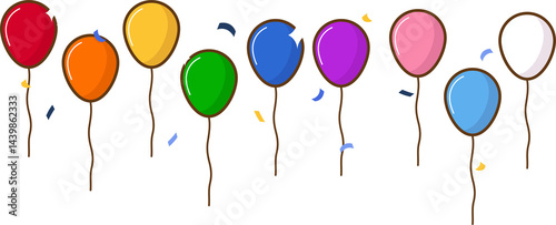 Colorful balloon border design decoration element, PNG file no background, pride month color theme 