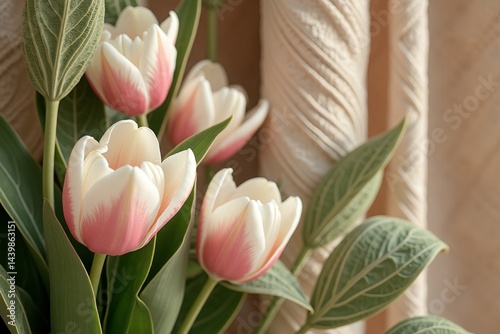 pink and white tulips