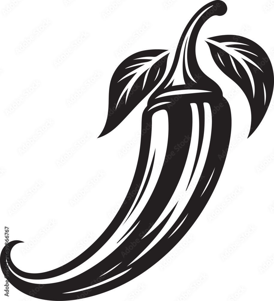 Fototapeta premium Chilli Silhouette Vector Illustration