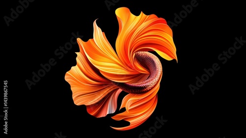 Obraz na płótnie Vibrant orange betta fish tail in a dynamic swirl w salonie