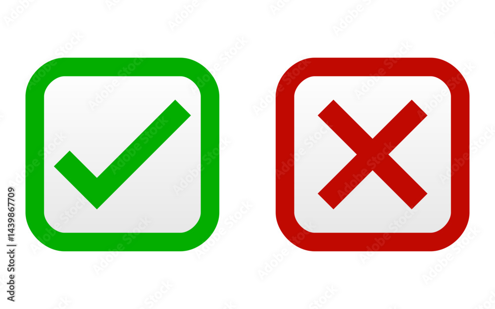True and false icons inside square buttons True and false icons inside square buttons