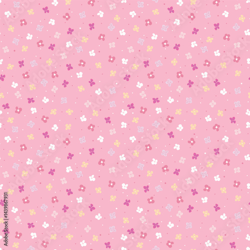 Seamless ditsy pink floral seamless pattern design