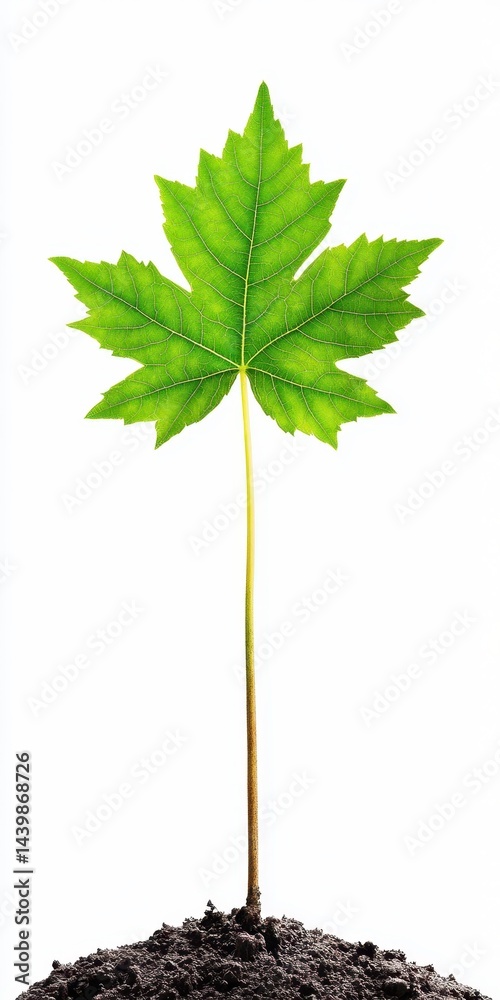 Fototapeta premium Young Tree. Isolated Maple Tree in Green Ecology Environment