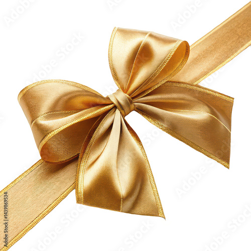 Golden ribbon bow png shiny golden bow png gift wrap bow png festive gold bow png elegant ribbon png white background image