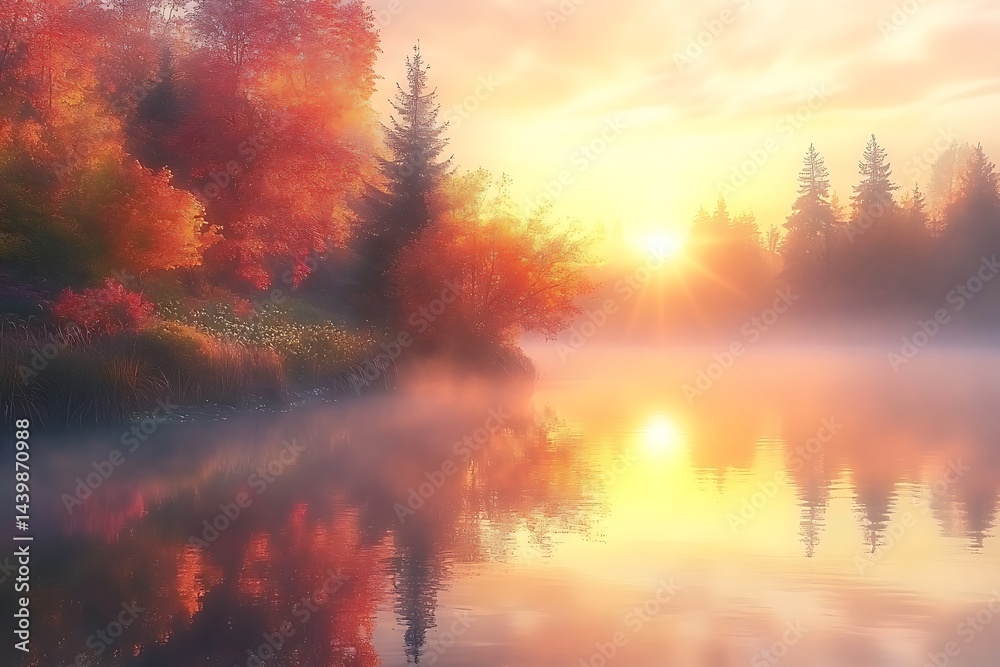 Fototapeta premium sunrise over the lake