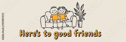 Friendship, depicted by figures on a couch. photo